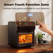 HOMSHADE 10QT Air Fryer Convection Oven, 10 Preset Cooking Modes, LED Digital Color Display, Visible Window, 1400W, Stainless Steel Interior