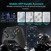 Oilsky WS-024 Wireless Gaming Controller with Bluetooth, RGB Backlighting, Hall Effect Joysticks and Triggers, Rechargeable Battery, Black