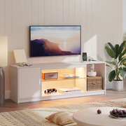 Bestier USWM01-L101615BUS-WDCF 58 LED TV Stand with Power Outlets Ideal for 55-65 TVs Gaming Consoles Like PS5 Adjustable Shelves Modern Gaming Entertainment Center fo