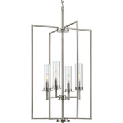 Progress Lighting Kellwyn 4 Light Foyer Pendant, Brushed Nickel Finish, Clear Glass Shades, 18 in, P500315-009