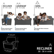 Mainstays 4860009WWCHR Herringbone Stretch-to-Fit Fabric Recliner Slipcover, Stain Protection, 4-Piece, Charcoal