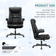 Coolhut LX-8088 Black Ergonomic Office Chair with Back Support, Flip-Up Armrests, and Wheels