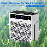 PRASKY Air Purifier, HEPA Filter, Large Room Coverage 2250 Sq Ft, 5 Fan Speeds, Quiet Sleep Mode, Aromatherapy, White, MB-066