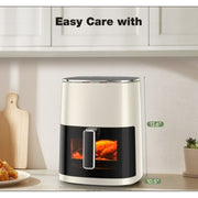 CONCETTA Air Fryer 6 Quart Capacity with Window Square Air Fryer 12-in-1, Beige - Safe Construction