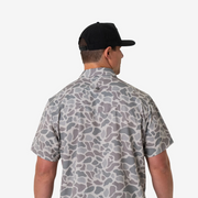 BURLEBO Men's Performance Western Short-Sleeve Button-Down Shirt, Classic Deer Camo, XL