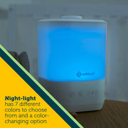 Safety 1st Comforting Cool-Mist Top-Fill Humidifier, Ultrasonic Technology, 2.5L Capacity, Multi-Colored Night-Light, White, IH6030604