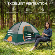 Edx 2-Person Waterproof Camping Tent with Rainfly, Easy Setup Dome, Mesh Windows & Skylights, Lightweight Portable Tent, Green