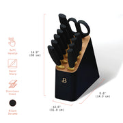 Beautiful 5308035 12 Piece Stainless Steel Knife Set Block Soft Grip Ergonomic Handles Black by Drew Barrymore