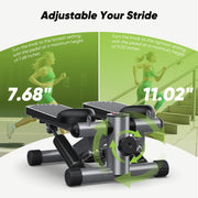 Edx Mini Stepper Machine, Portable Home Fitness Exercise Machine with Adjustable Resistance, Digital Display, Silver, 300 lb Capacity, TBJ-J01-V2-SR