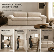 Neche Boneless Sofa Couch, 114 Inch, Deep Seat, Soft Camel Corduroy, 4-Seater