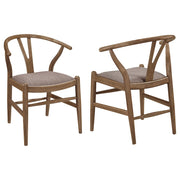 Coaster 108472 Dinah Walnut & Brown Danish Y-Shaped Back Wishbone Dining Side Chair, 2Ct