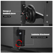 Primy Power Rack 1000lb Capacity Adjustable Squat Stand Steel Frame Black 02LMJ-Black