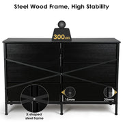 Richya Dresser Chest Of 6 Drawers Steel Frame, Black