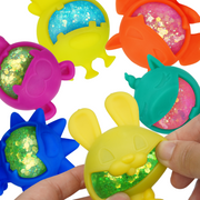 Power Your Fun Glitter Gobblers Blind Box Squishy Toys 6 Pack, Interchangeable Glitter-Filled Toys for Kids - 3 Years and Up