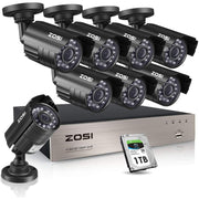 ZOSI FBA_8*ZG2116E+ZR08DA/05 8CH 1080P Security Cameras System,8pcs 1080P Indoor Outdoor 1920TVL Weatherproof Surveillance Cameras