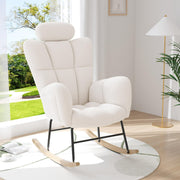 Paproos F0068 Modern Teddy Fabric Rocking Chair, White