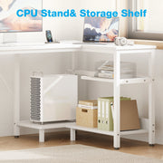 Casaottima L Shaped Desk with Drawers & File Cabinet, Reversible White Computer Desk