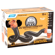 Camco 39762 Black RV RhinoFLEX 15' Sewer Hose Kit with RhinoFlex Hose and Swivel Fittings