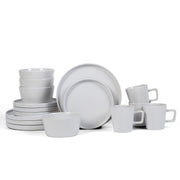 Stone Lain Celina 16-Piece Stoneware Dinnerware Set, White Glossy, Service for 4