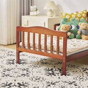 Ktaxon Baby Toddler Bed, Solid Pine Wood, Espresso Finish, Two Side Safety Rails, 53 in