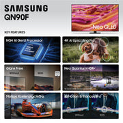 Samsung 85-Inch Neo QLED 4K QN90F Series Mini LED Smart TV with Vision AI, Neo Quantum HDR+, Object Tracking Sound+ Dolby Atmos, Glare-Free Screen, 165Hz Refresh Rate, QN85QN90FAFXZA