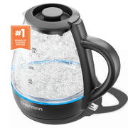 Chefman RJ11-10-GMRL-DS 1L Electric Glass Kettle w/ LED Indicator Light, Automatic Shutoff - Black