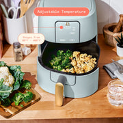 Made By Gather Beautiful 6 Qt Air Fryer with TurboCrisp Technology, EverGood Ceramic Nonstick Coating, Sage Green, 29457