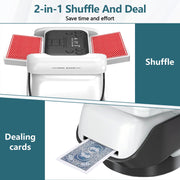 JDNRXO G243ZQ01WH Automatic Card Shuffler and Dealer Machine, 2-in-1 Programmable with 4 Wireless Remotes, USB-C Rechargeable, Supports 1-2 Decks and 1-12 Players, Compatible with Poker UNO Blackjack Texas Holdem