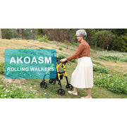 Akoasm KLD1002 Foldable Rollator Walker for Seniors w/ Adjustable Seat and Handle, 300 lb Capacity, Purple