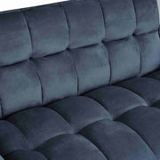 BSHTI Modern Velvet Loveseat Sofa Bed, 3-Position Adjustable Backrest, Convertible Twin Sleeper, Side Storage Pockets, Square Tufted, Solid Wood Frame, Black