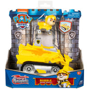 PAW Patrol 877514 Rescue Knights Rubble Transforming Toy Car with Collectible Action Figure