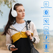 Srhythm NC35 NiceComfort 35 Active Noise Cancelling Headphones, Wireless Bluetooth 5.3, 50+ Hours Playtime, White