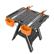 WORX Pegasus Folding Work Table and Sawhorse, Dual Function, Lightweight, Portable, Quick Clamps, Linkable, Black, WX064