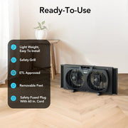 Comfort Zone 9-Inch Twin Window Fan, 3-Speed Dial Control, Quiet Setting, Auto-Locking Expanders, Removable Bug Screen, Black, CZ12817