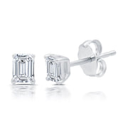 Brilliance Fine Jewelry 1/3 CTTW Lab Grown Emerald Diamond Stud Earrings for Women, Sterling Silver