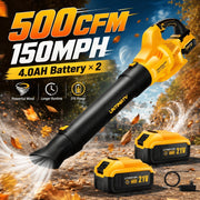 Untimaty 500CFM Cordless Leaf Blower, Brushless Motor, 6 Variable Speeds, 2 x 4.0Ah Batteries, Turbo Fan Design, 21V, Lightweight 5.29 lb, G240810US-YE