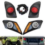 Partiue Golf Cart LED Light Kit for Yamaha Drive2 2017+, 12V, Headlights and Taillights, Black Housing