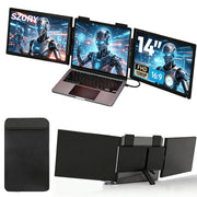 SZORZY Dual Laptop Screen Extender, 14in 1080P IPS Portable Triple Monitor, USB-C Port, Plug and Play Attachment for 14-16.5in Laptops WMTUSSRZP140-10K9-060