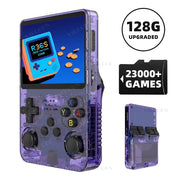 VILCORN R36S Handheld Game Console, 128GB Storage, 3.5-Inch HD Display, 50+ Emulators, Purple