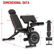 GIKPAL Adjustable Weight Bench, 10 Positions, Heavy-Duty Steel Frame, High-Density Foam Padding, Supports 900 lb, Black
