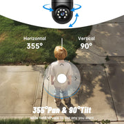 GBIUT GB8043 Lightbulb Security Camera, Dual-Band 5G WiFi, 2K Resolution, Wireless Outdoor Surveillance, Black
