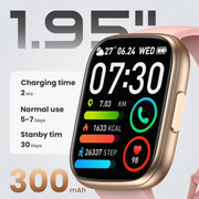 Xinwld Smart Watch for Men Women, 1.95 in Touchscreen Fitness Tracker with 110+ Sport Modes, Heart Rate Sleep Monitor, Pedometer, IP68 Waterproof, Bluetooth 5.3, Black, T80