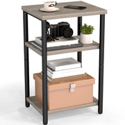 edx 3-Tier End Table Nightstand Storage Shelf Grey Rectangle 11.8 in W x 13.4 in D x 22.8 in H