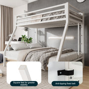 Amolife 1023794-2 Twin Over Full Size Metal Bunk Bed with Removable Ladder, Full-Length Guardrail, White