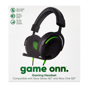 onn. WD96 Xbox Wired Video Gaming Headset with 3.5mm Connector, Flip-to-Mute Mic, Lightweight Steel - Black and Green