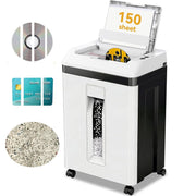 QUIETLEMON Heavy Duty Paper Shredder, 150-Sheet Auto Feed, P5 Micro-Cut Security, 5.3-Gallon Bin, Shreds Paper, Credit Cards, CDs, Staples, Clips