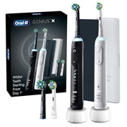 Oral-B Genius X Rechargeable Electric Toothbrush 2 Pack, Black and White, 6 Cleaning Modes, Pressure Sensor, Bluetooth Connectivity, 2399074