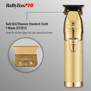 BaBylissPRO FX787NG FX+ Professional Barber Cord/Cordless Hair Trimmers, Gold