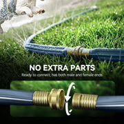 RainPoint SH101 75FT 2-in-1 Sprinkler Soaker Hose with Stakes, Blue Flat PVC Irrigation Hose, Leak-Proof 3/4