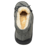Minnetonka Men's Sheepskin Hardsole Moccasin Slippers, Grey, Wide Size 12, 3749W